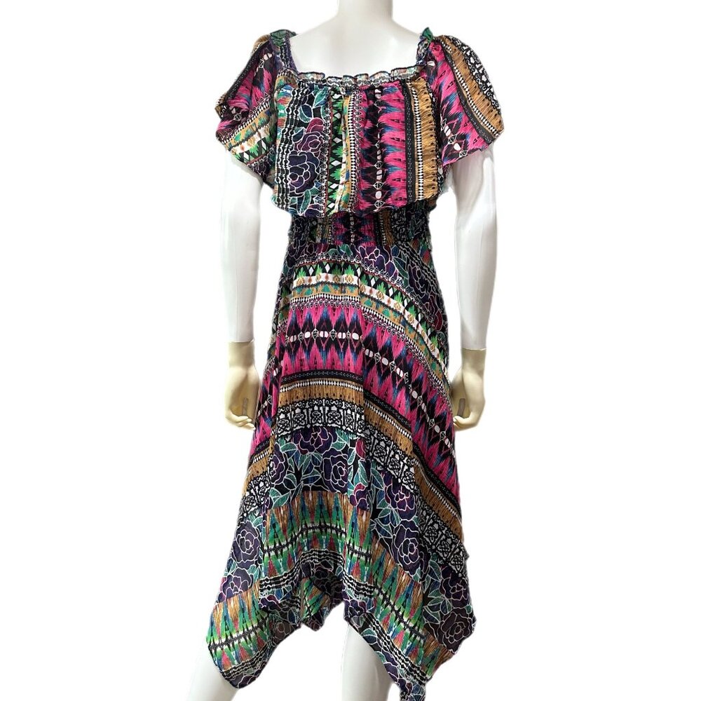 Rabbit Rabbit Rabbit Women’s 4 Colorful Smocked Off Shoulder Dress - Picture 6 of 6